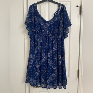 Torrid Navy Floral Cold-Shoulder Dress